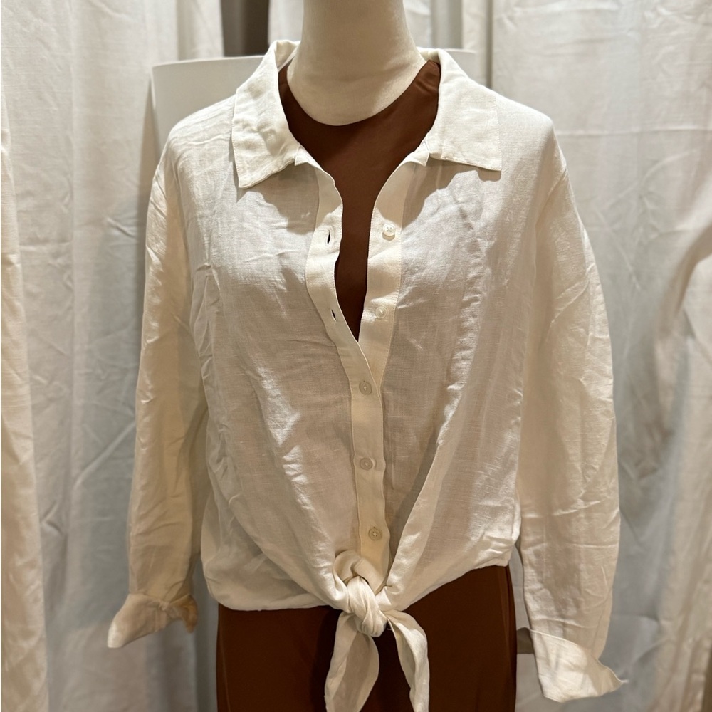 Boston Proper Cream Button-Down Women's Shirt